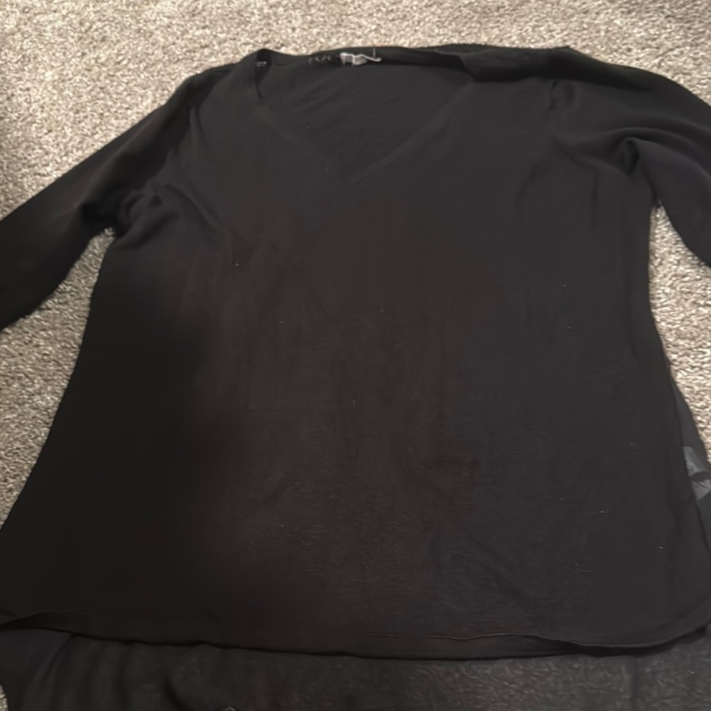 Black V-Neck Women's Top